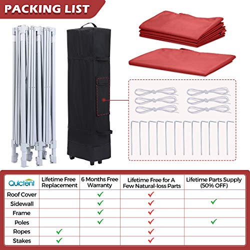 Quictent Privacy 10x20 ft EZ Pop Up Canopy Tent Party Tent Outdoor Event Gazebo with Sidewalls 100% Waterproof-(Burgundy)