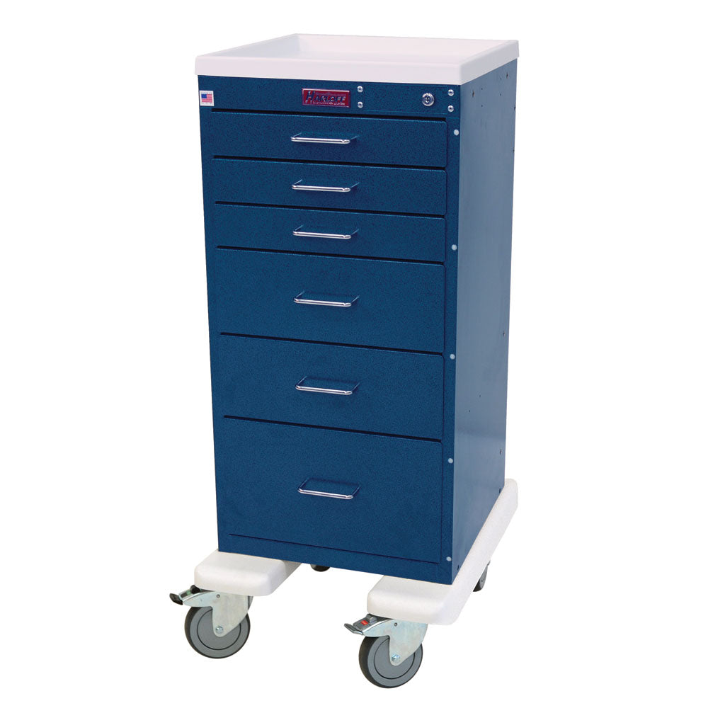 Harloff Mini Universal Line Anesthesia Cart, Aluminum, 6 Drawers