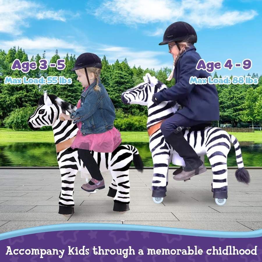 PonyCycle Ux468 Ride On Zebra Black and White Medium New