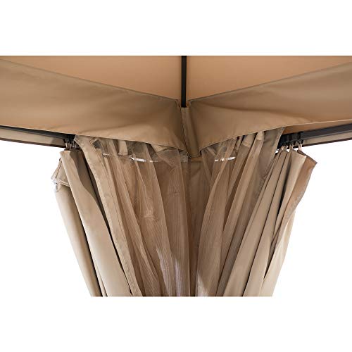 Sunjoy Moorgate 13x13 ft. Steel Gazebo with 3-Tier Canopy, Tan and Brown