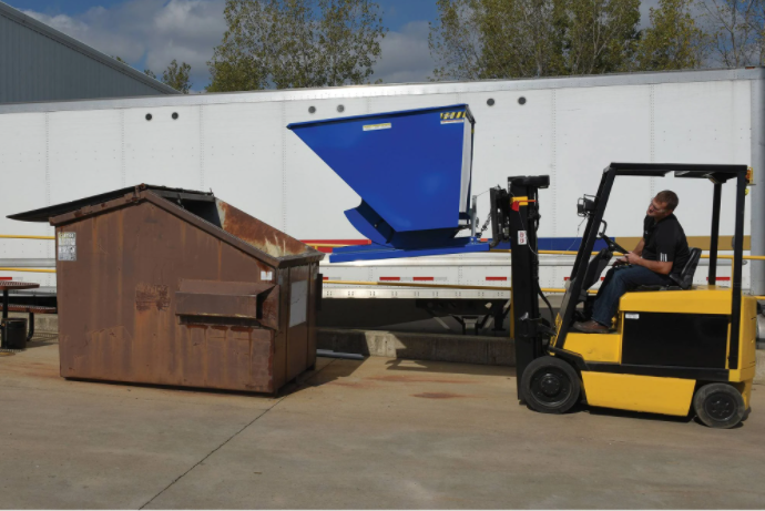 Vestil D-300-HD 6,000 lb. Capacity 3 Cubic Yard Self-Dumping Steel Hopper with Bumper Release Blue New