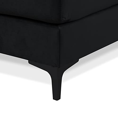 Casa Andrea Milano Modern Large Velvet Fabric U-Shape Sectional Sofa with Black Legs, Double Extra Wide Chaise Lounge Couch