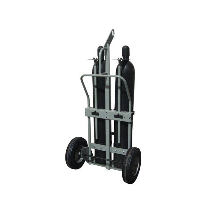 Justrite Double Cylinder Hand Truck With Hoist Ring, 16 Inch Pneumatic Wheels