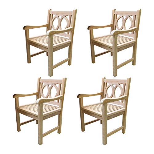 TITAN GREAT OUTDOORS Grade A Teak Lismore Armchairs Indoor Outdoor Solid Wood Set of 4