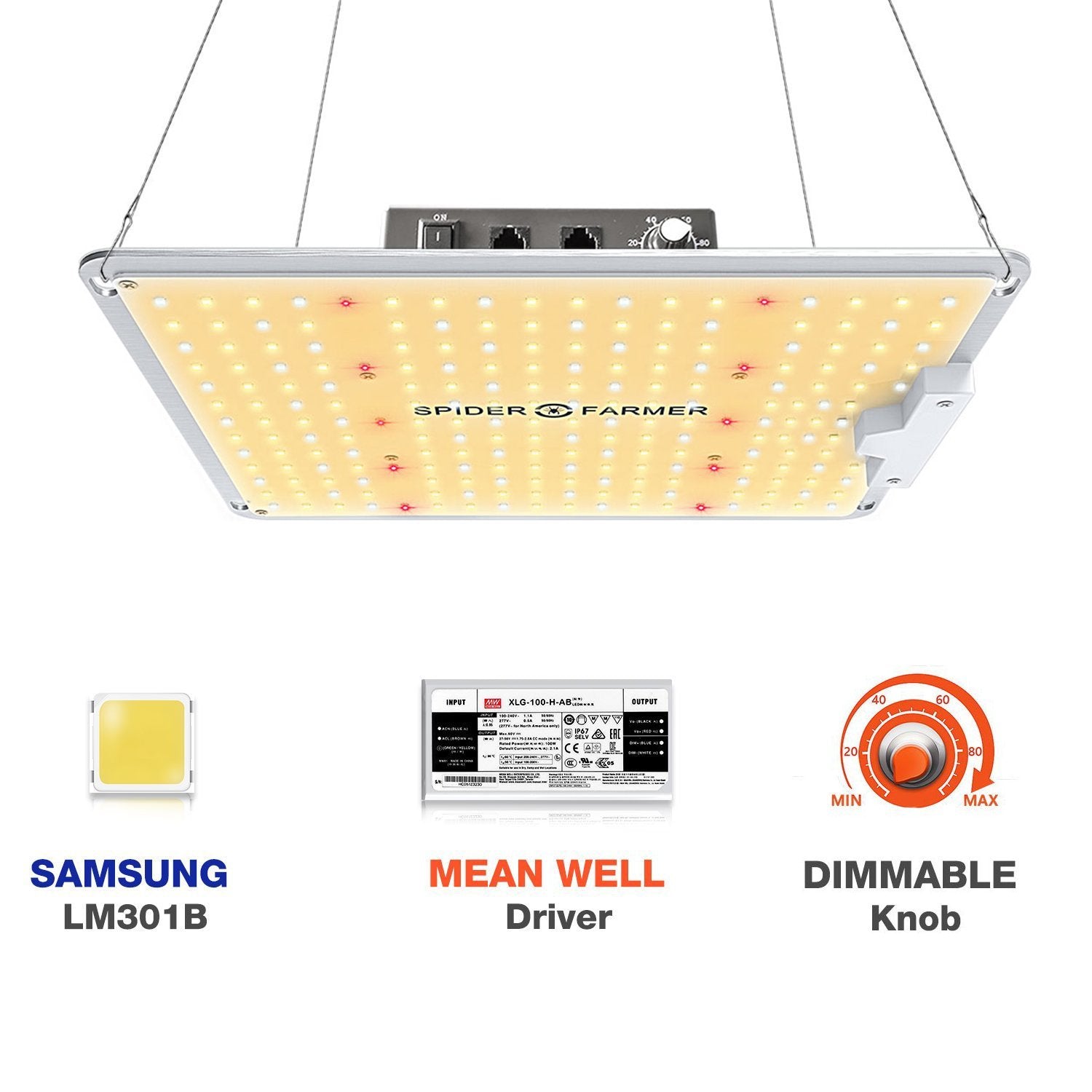 Spider Farmer SF1000 Full Spectrum 3000K 5000K 660nm-665nm IR Grow Light with LM301B Diodes & Dimmable Mean Well Driver New