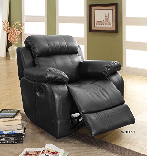 Homelegance Marille Reclining Loveseat w/ Center Console Cup Holder, Black Bonded Leather