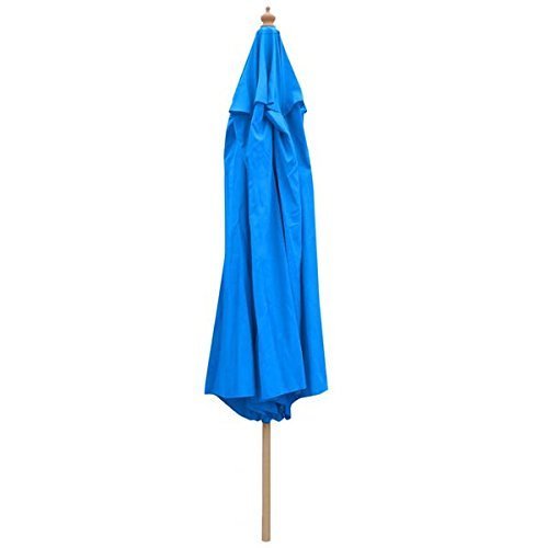 Ampersand 13 Foot Wooden Framed Outdoor Patio Market Umbrella Blue