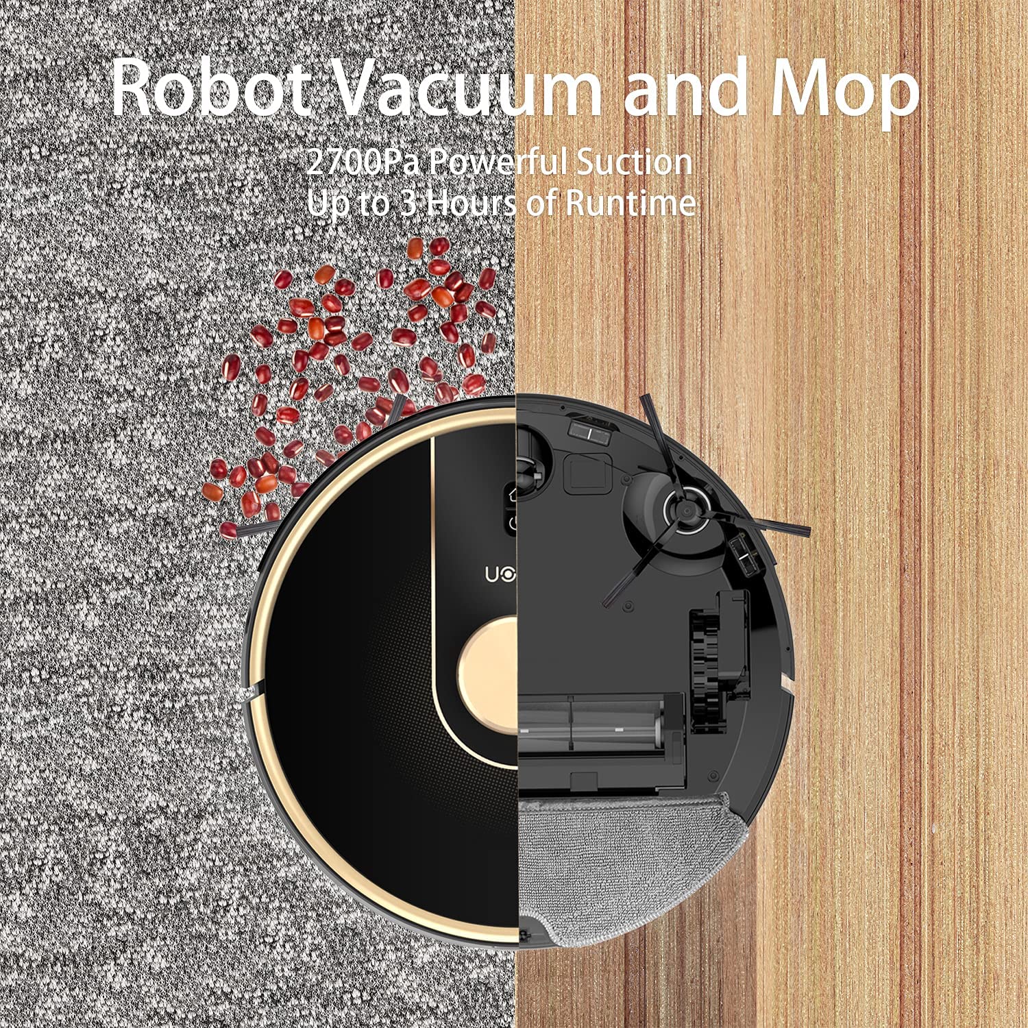 Uoni V980 Plus Robot Vacuum Cleaner with Self-Emptying Dustbin New