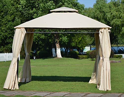 Bellemave Outdoor Patio Gazebo Canopy, Waterproof UV Protection Soft-Top Steel Outdoor BBQ Garden Gazebo Tent for Lawn, Backyard and Deck