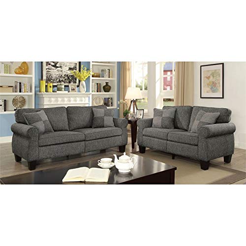 Furniture of America Adella Transitional Fabric Sofa in Dark Gray