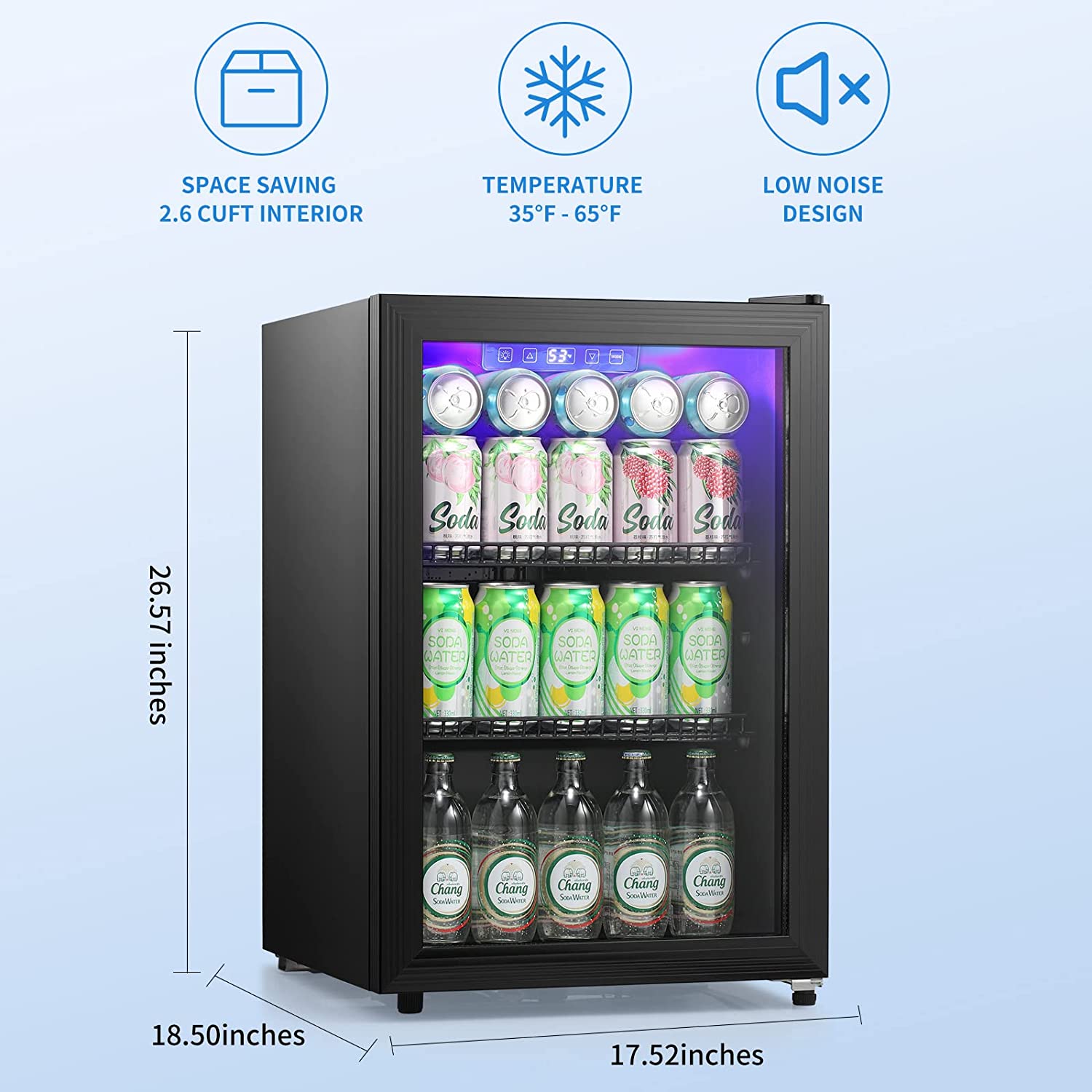 Antarctic Star W6870 2.4 Cubic Feet Beverage Mini Fridge Electronic Temperature Control New