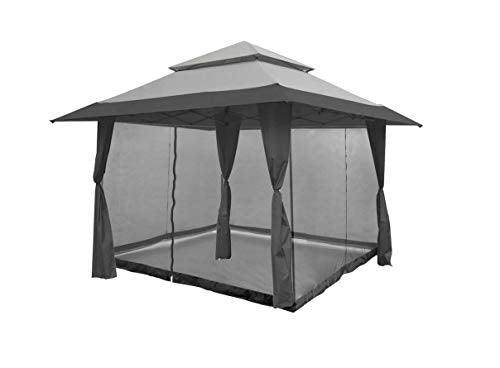 Z-Shade 13 x 13 Foot Instant Gazebo Canopy Outdoor Shelter with Bug Screen, Gray