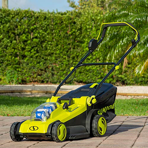 Sun Joe 24V-X2-17LM 48-Volt 17-Inch Mulching Walk-Behind Lawn Mower w/Grass Catcher, Kit (w/ 2X 4.0-Ah Battery and Charger)