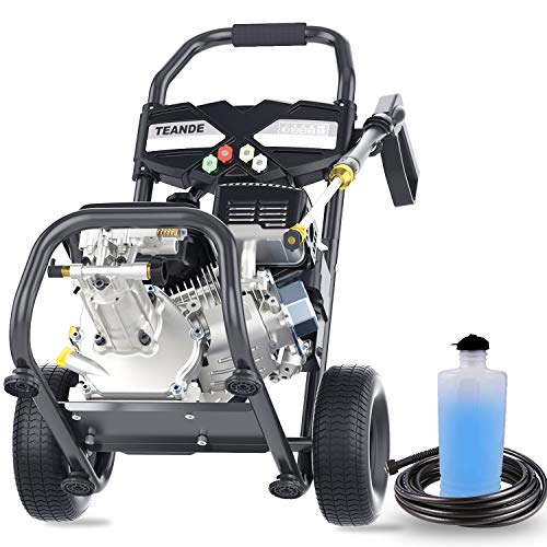 TEANDE 4200PSI Gas Pressure Washer 2.8GPM Power Washer 212CC Gas Pressure Washer Powered, High-Pressure Hose 5 Nozzles (Black)