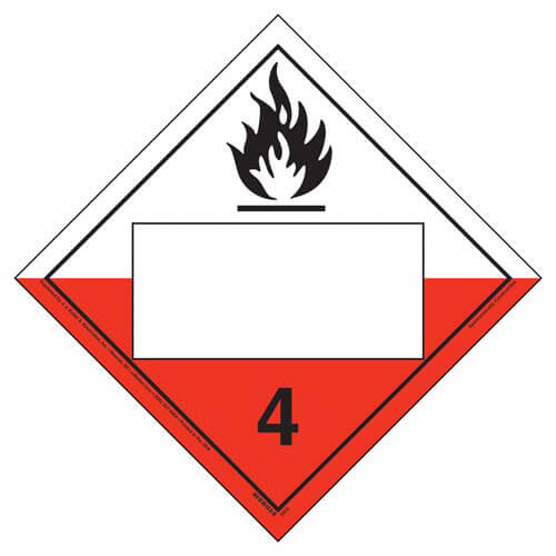 JJ Keller Division 4.2 Spontaneously Combustible Placard - Imprinted, 4 mil Vinyl Removable Adhesive (Pack of 25)