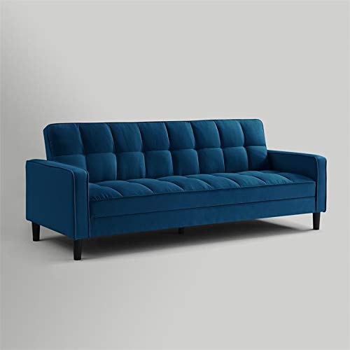 Posh Living Loft Lyfe Toyah Linen Fabric Convertible Sleeper Sofa in Blue