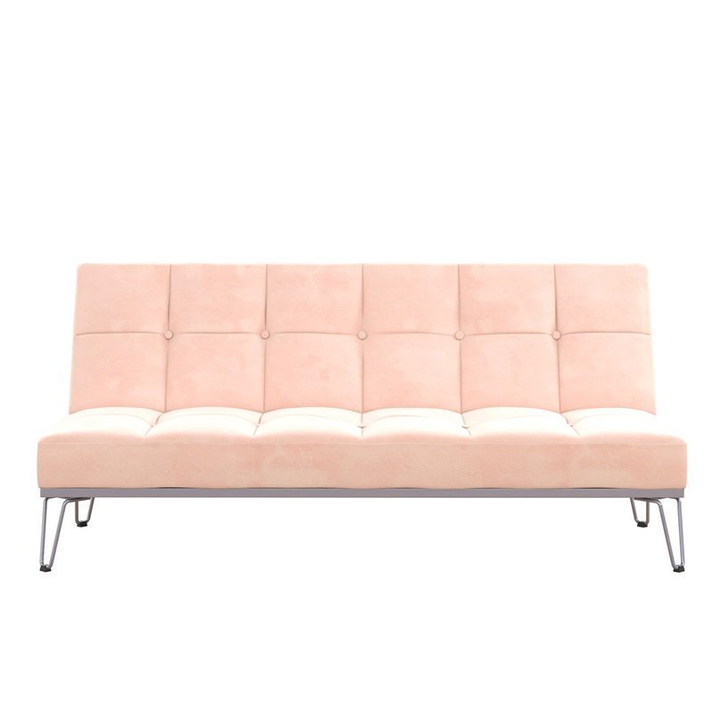 Novogratz Elle Futon Convertible Sofa Bed and Couch in Pink