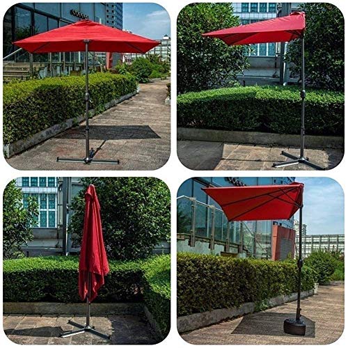 Outdoor Beach Patio Half Umbrella 2.7m/9ft - Sunscreen UV50+, Rainproof UV Protection Parasol with Crank and 5 Ribs, 4 Color (Color : Purple)