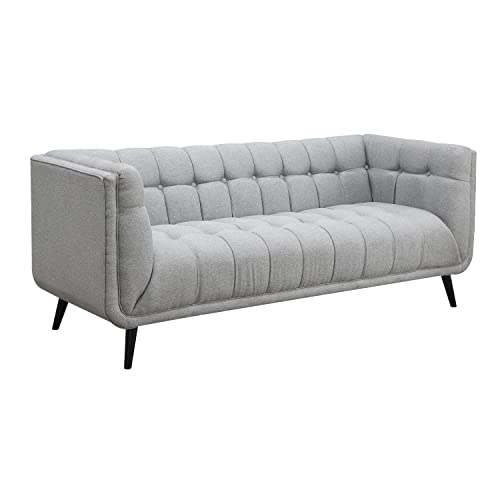 AC Pacific Sara Button Tufted Upholstered Living Room Sofa, Gray