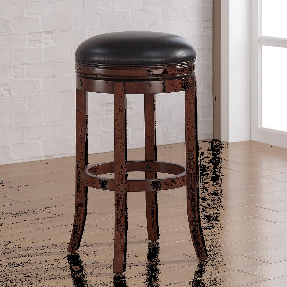 Stella 34 in. Medium Walnut Backless Swivel Tall Bar Stool