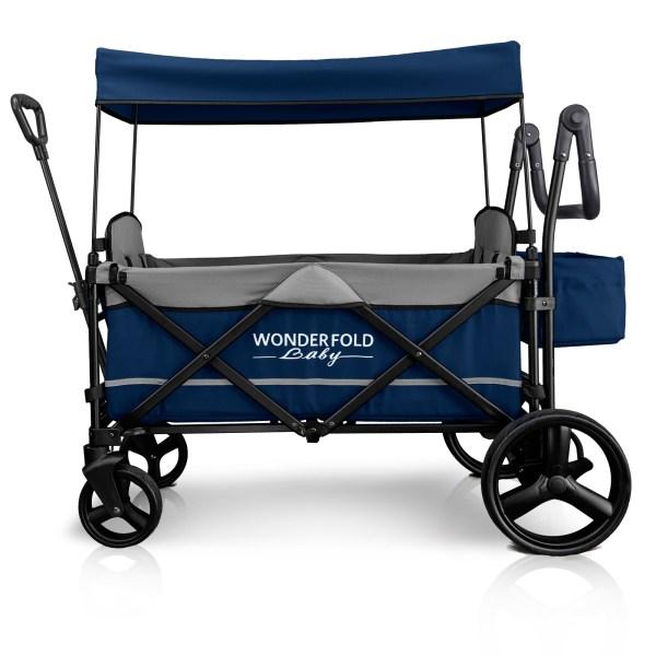 WonderFold Baby X2 Push/Pull 2-Passenger Double Stroller Wagon Navy New