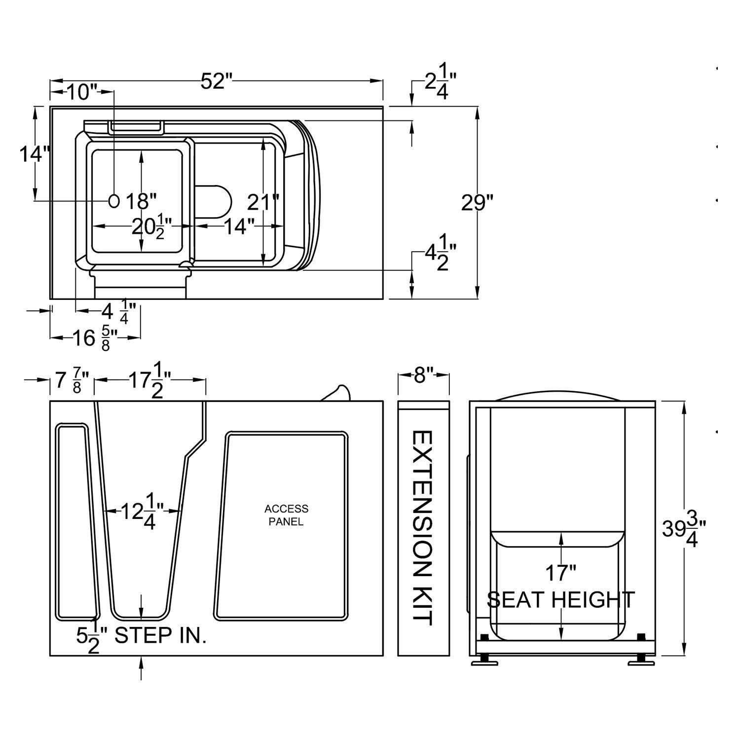 MediTub 2952RWA 29 x 52 Right Drain Air Jetted Walk-In Bathtub White New