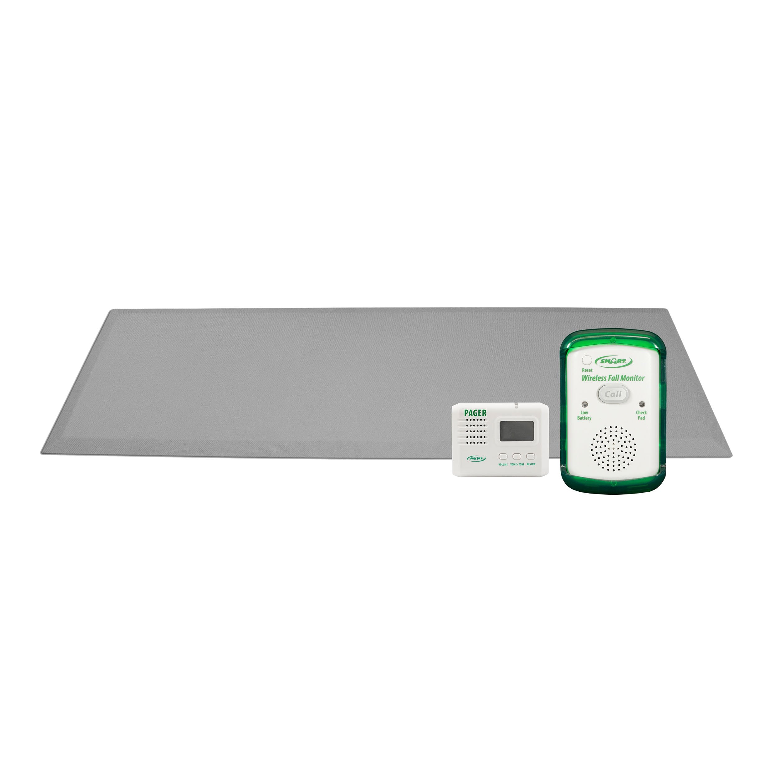 Smart Caregiver Wireless Fall Monitor with Pressure Sensing Landing Mat and LCD Pager