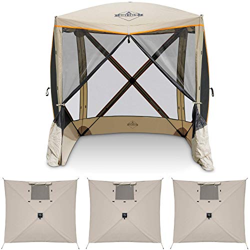 Hike Crew 4-Panel Pop-Up Screen House Gazebo 70x70 Inch – Instant Setup 4-Sided Hub Tent UV Resistant (SPF 50+) Fits 5 People Heavy Duty 210D Material – Includes Carry Bag & Ground Stakes