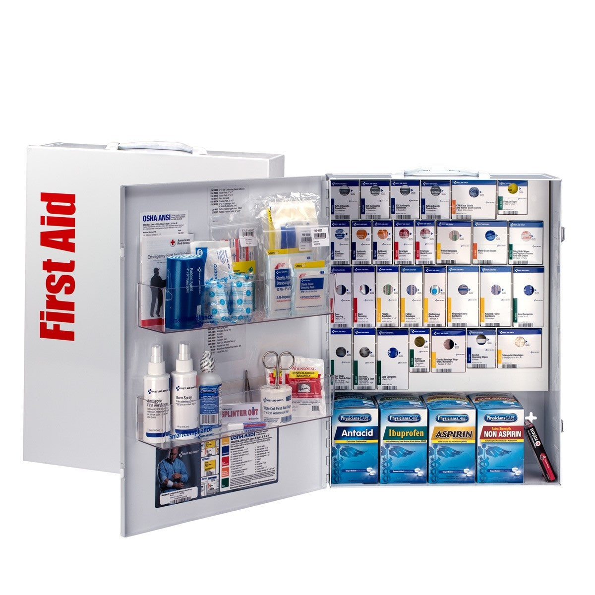 First Aid Only 150 Person XL Metal Smart Compliance First Aid Cabinet with Medication