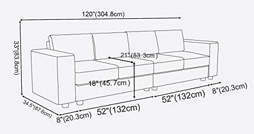 Lilola Home Jules 4 Seater Sofa in Dark Gray Linen