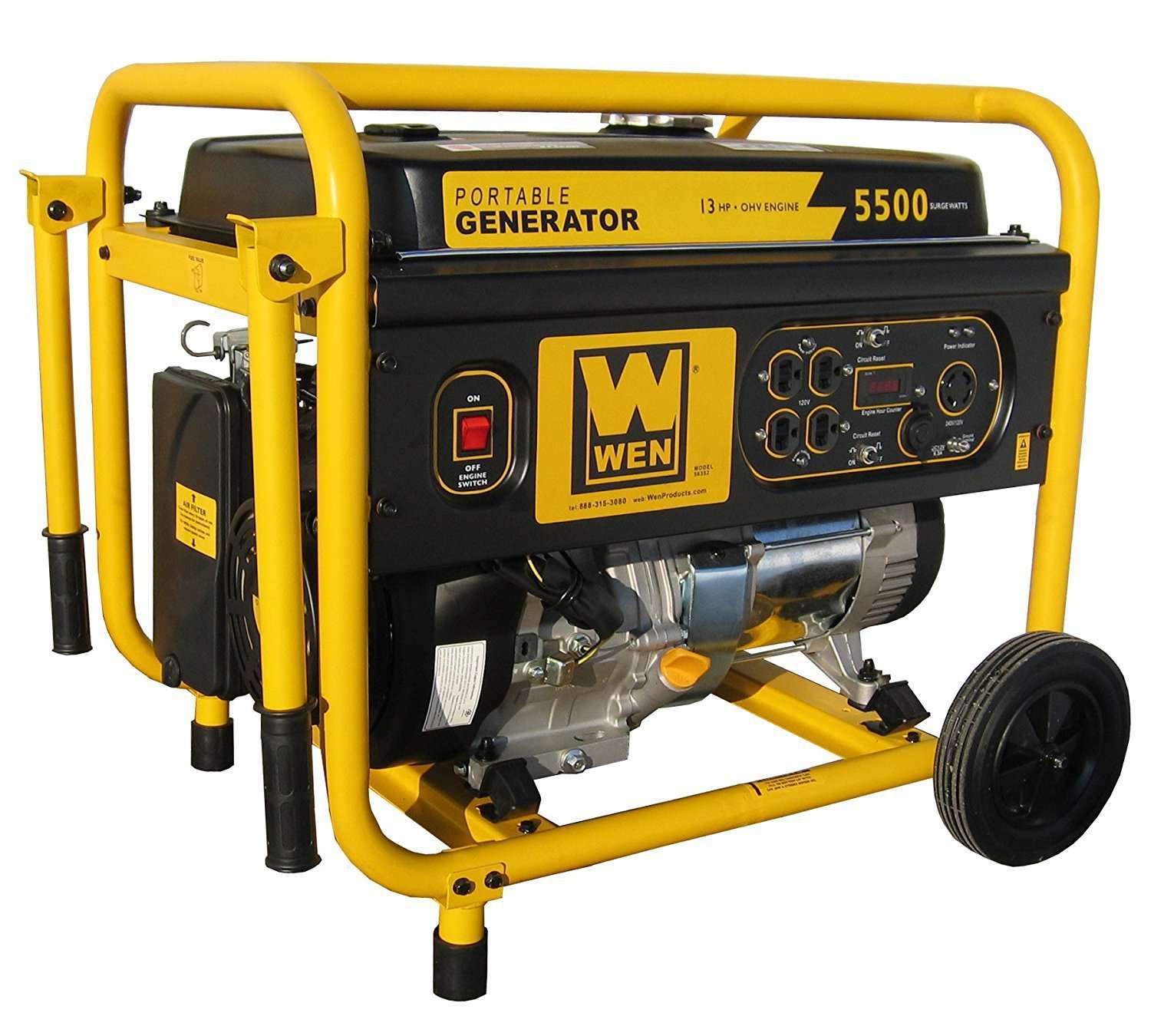 WEN 56551 5500W/5000W Portable Gas Generator with Wheel Kit New