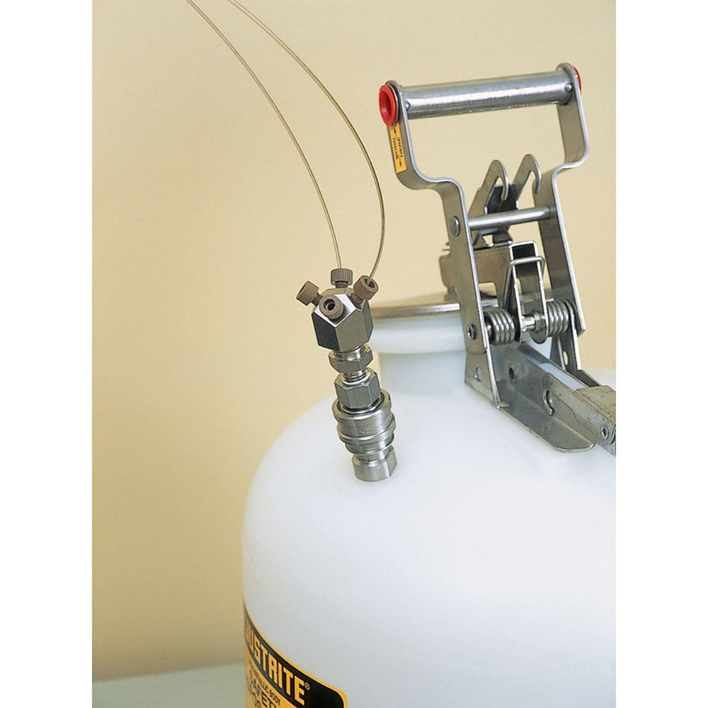 Justrite HPLC Manifold with Stainless Steel Fittings for Round Style or Quick-Disconnect Safety Disposal Can