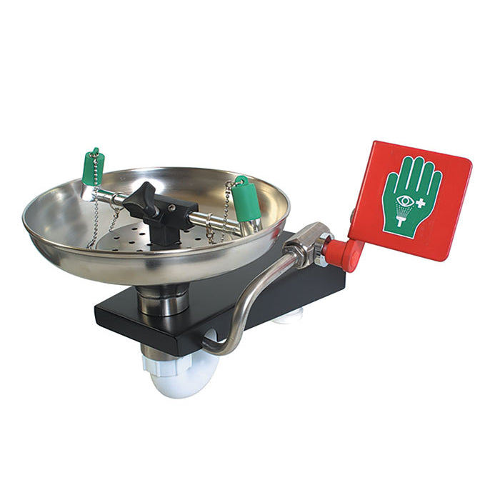 Justrite Wall Mount, Open Stainless Steel Bowl, Hughes Eye/Face Wash