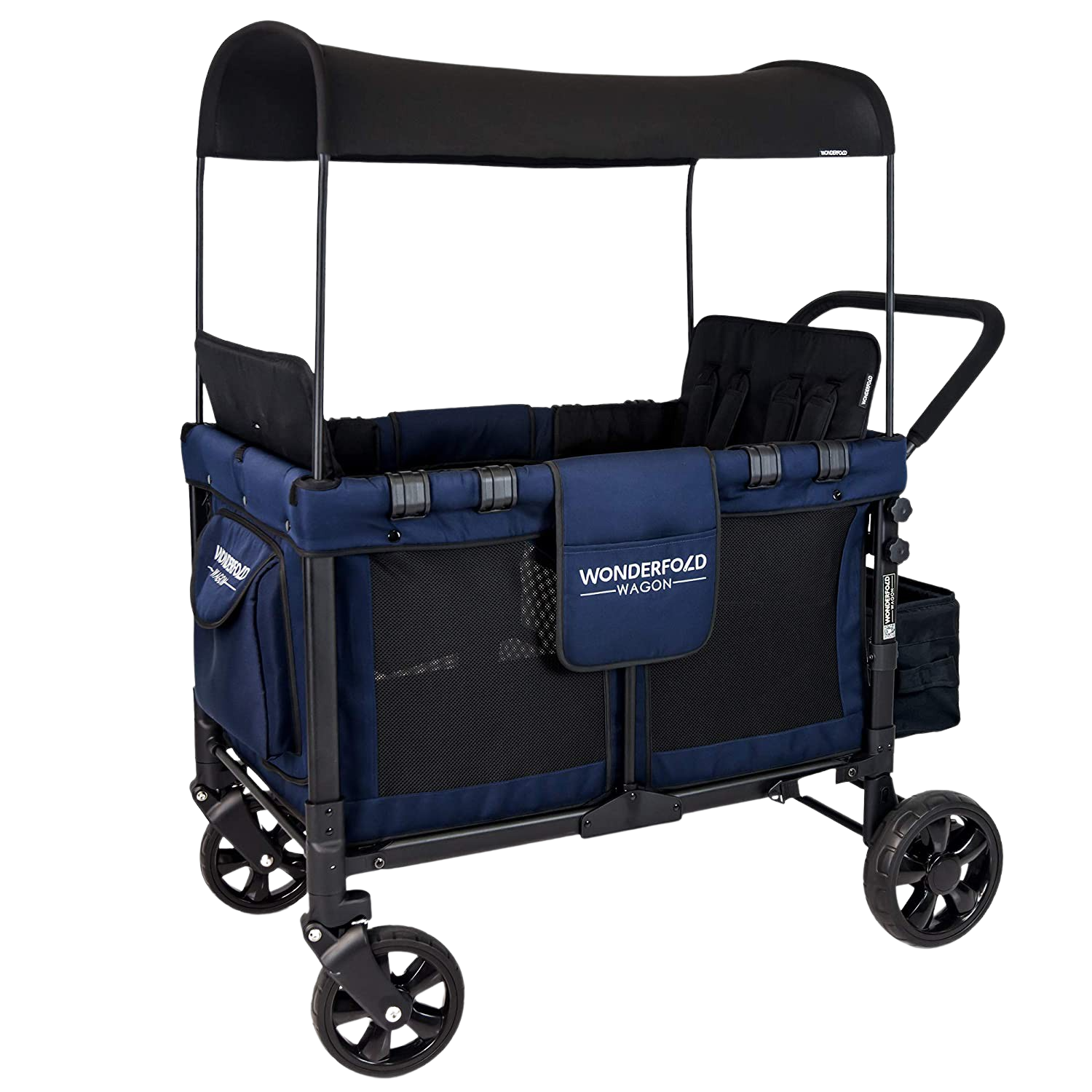 WonderFold W4 Elite Push/Pull 4-Passenger Quad Stroller Wagon Navy New