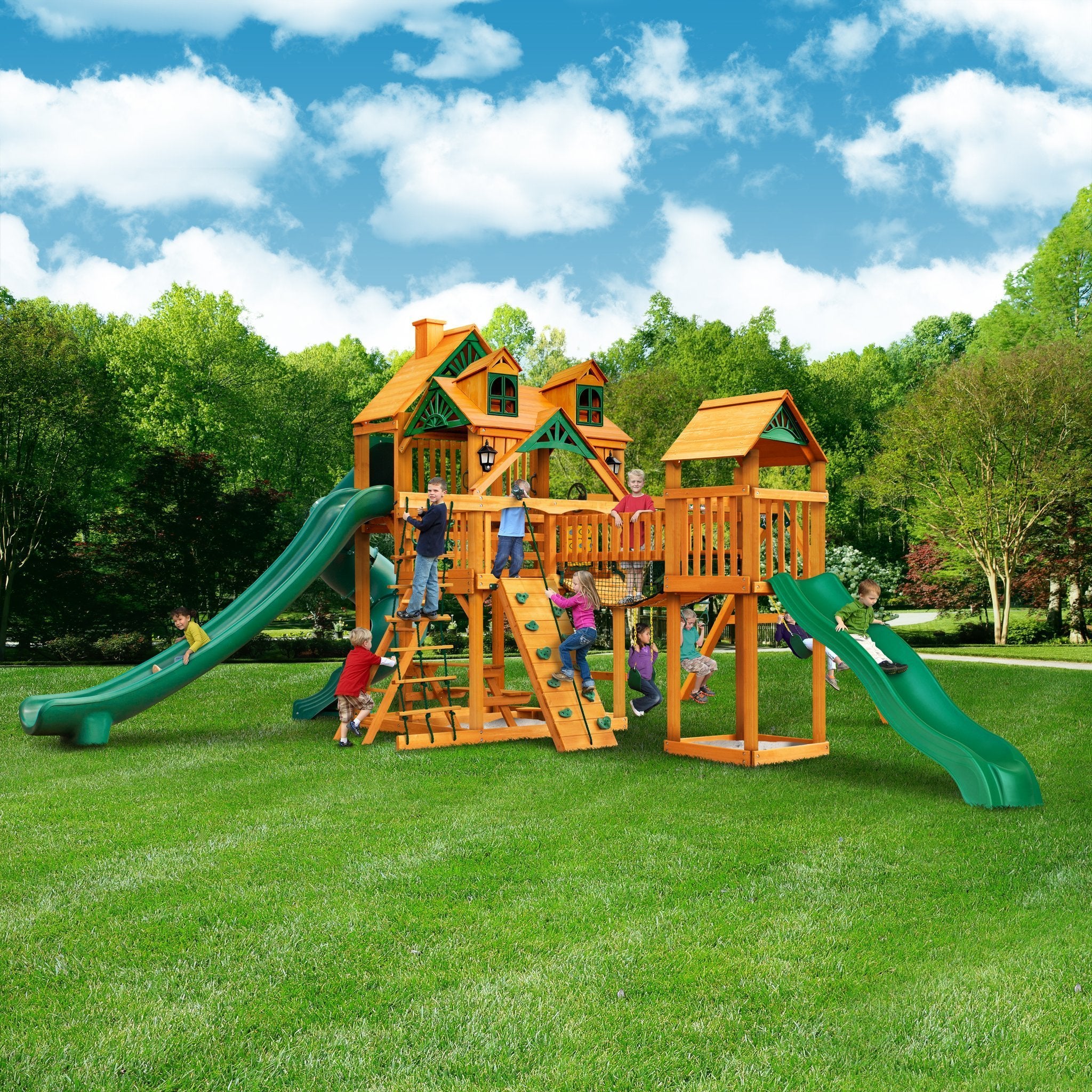 Gorilla Playsets 01-0078-AP Malibu Treasure Trove II Swing Set and Residential Wood Playset New