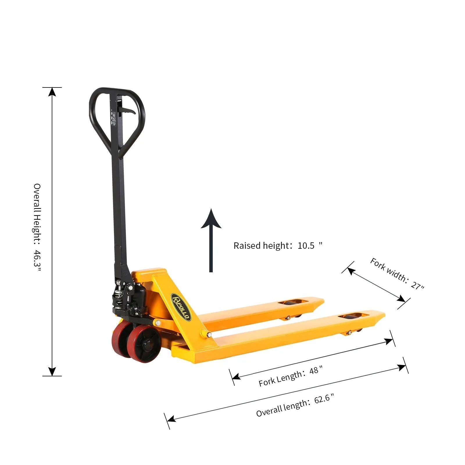 Apollolift A-1005 Hydraulic Manual Pallet Jack 6600 lbs Capacity 48
