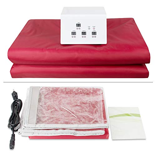 Carejoy Sauna Blanket Upgrated Tourmaline 3 Zones Jade Far-Infrared Body Shaping Sauna Blanket Health Wicking and Dehumidification Sweat Steaming Blanket （32 Jade Stones and 64 Germanium Stones）