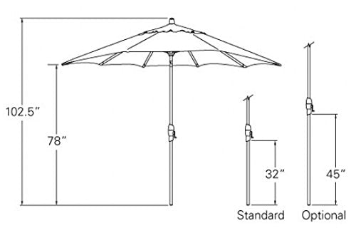 Treasure Garden 9-Foot (Model 810) Deluxe Auto-Tilt Market Umbrella with Black Frame and Sunbrella Fabric: Milano Cobalt Stripe (Includes Extended Frame Warrantee)