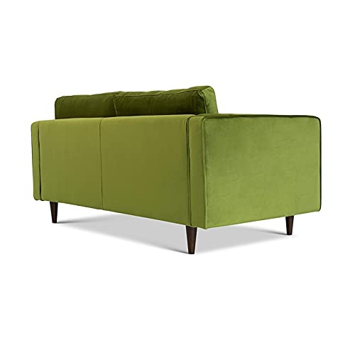 ASHCROFT Jax Mid-Century Modern Pillow Back Velvet Loveseat in Pistachio