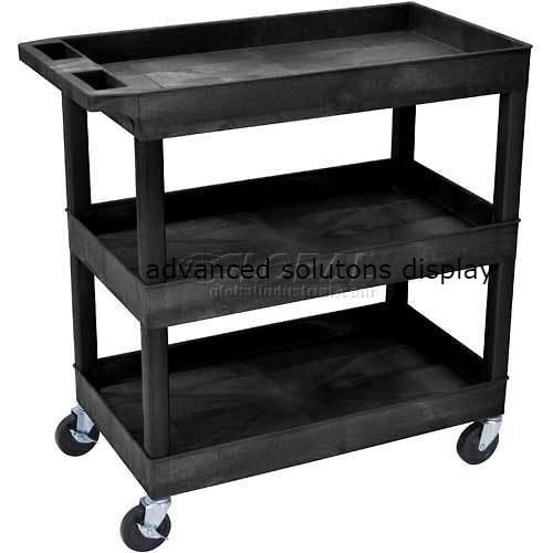 Luxor® EC111 E-Series Black 3-Shelf Tub Cart 35-1/4 x 18 400 Lb. Cap.