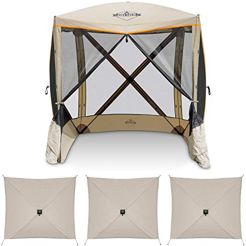 Hike Crew 4-Panel Pop-Up Screen House Gazebo 70x70 Inch – Instant Setup 4-Sided Hub Tent UV Resistant (SPF 50+) Fits 5 People Heavy Duty 210D Material – Includes Carry Bag & Ground Stakes