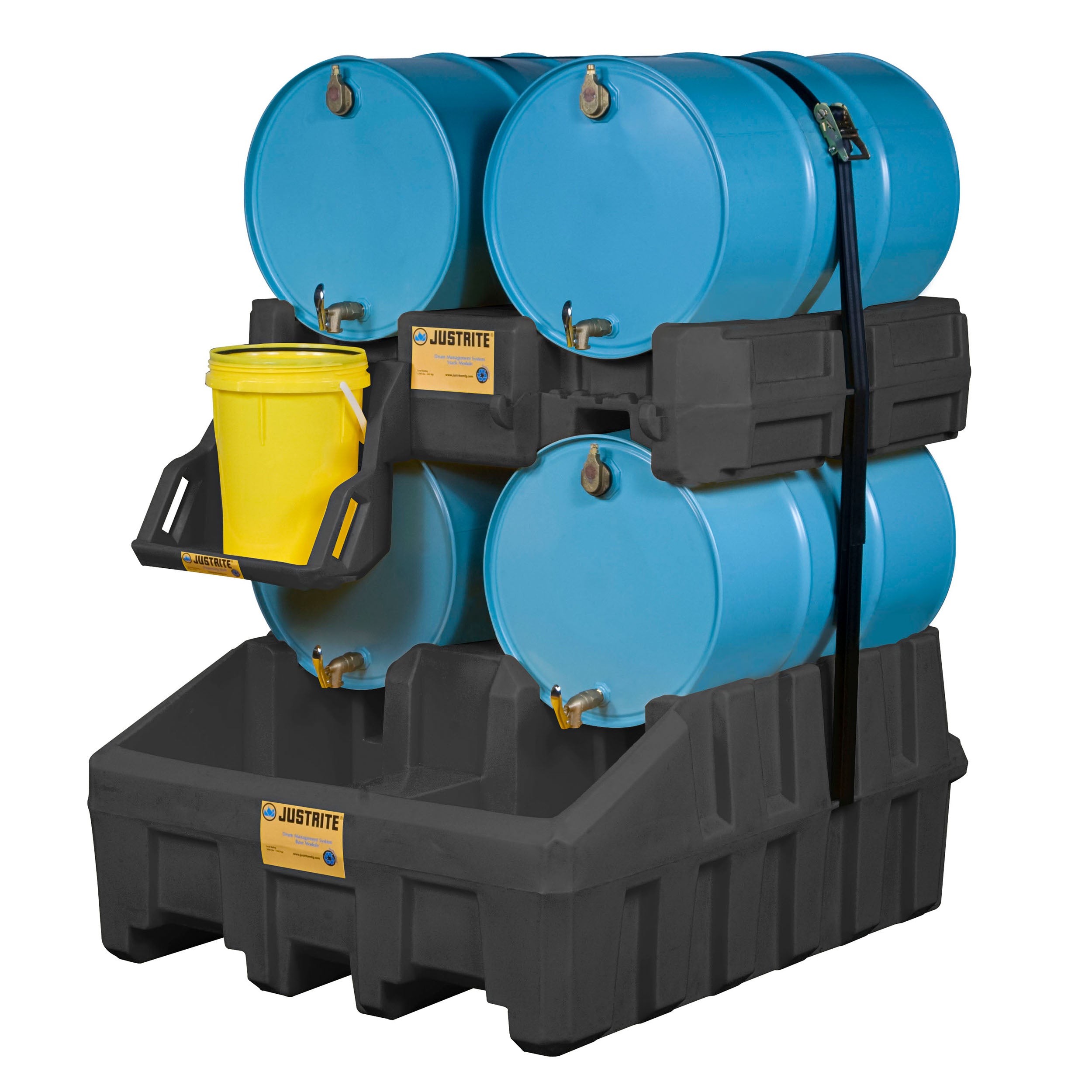 Justrite EcoPolyBlend™ Drum Management Dispensing Shelf Mounts to Stack Module, Recycled Polyethylene