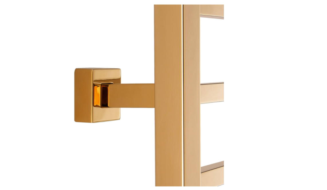 WarmlyYours TW-SR08GS-HP Sierra Dual Connection 8 Bar Towel Warmer in Gold New