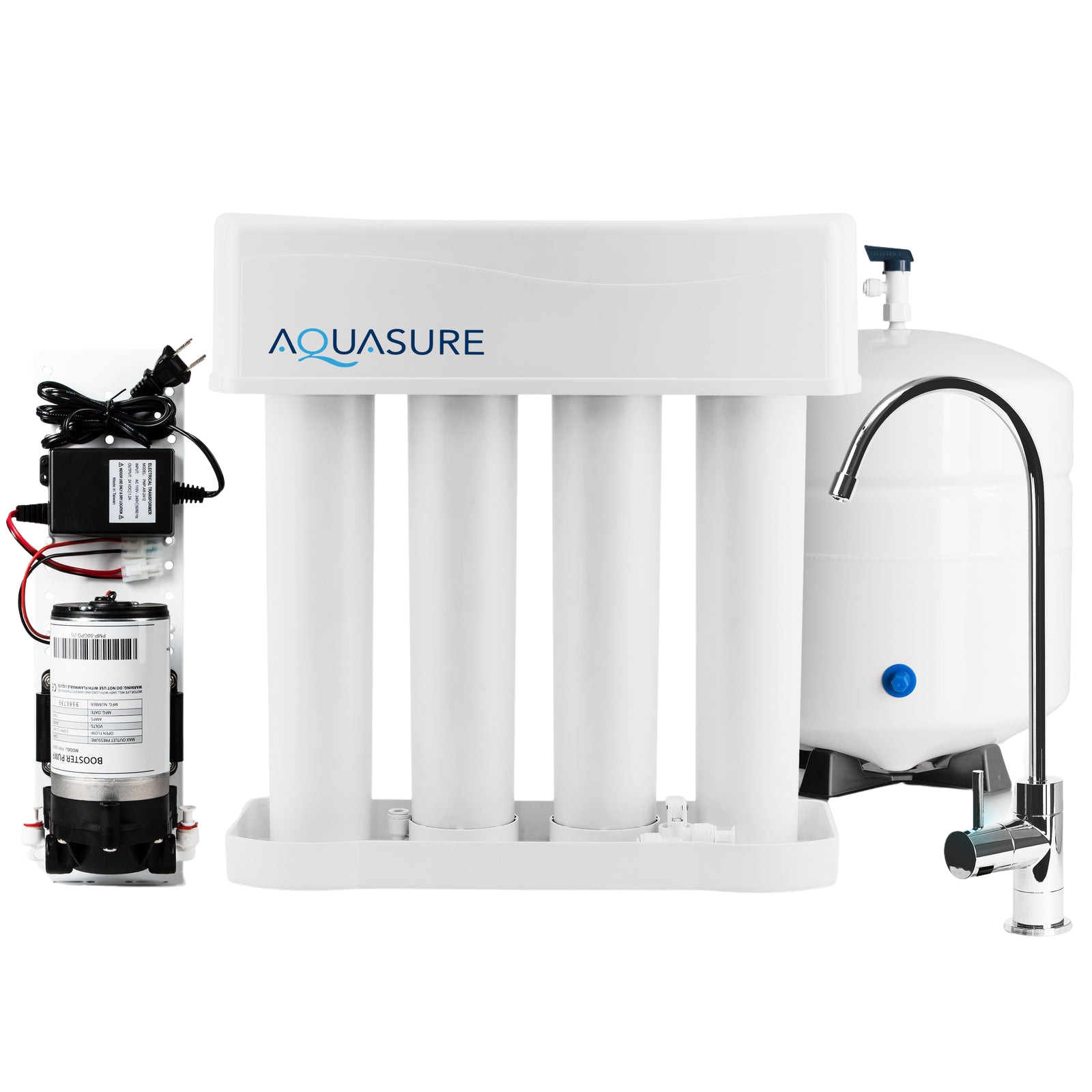 Aquasure AS-PR100E Premier Elite 100 GPD Reverse Osmosis Water Filtration System With Electric Boosting Pump New