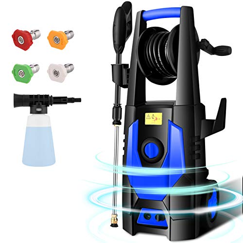 CHAKOR Pressure Washer 3600 PSI, 2.4GPM Power Washer Machine, 1800W High Pressure Cleaner with 4 Adjustable Nozzle, Spray Gun, Hose Reel, Brush (Blue)