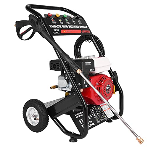 Wailiy 3000PSI Gas Pressure Washer,7HP 215cc 4-Stroke Gas Powered Pressure Washer,26Ft High Pressure Hose &Soap Tank,5 Adjustable Nozzles