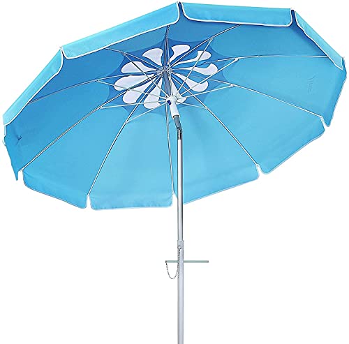 ンリアンに聞-花ラック Outside Umbrella for Patio Beach Umbrella Outdoor Sunshade Umbrella Crank Adjustable Umbrella Canopy Garden Patio Umbrella(Color:Blue)