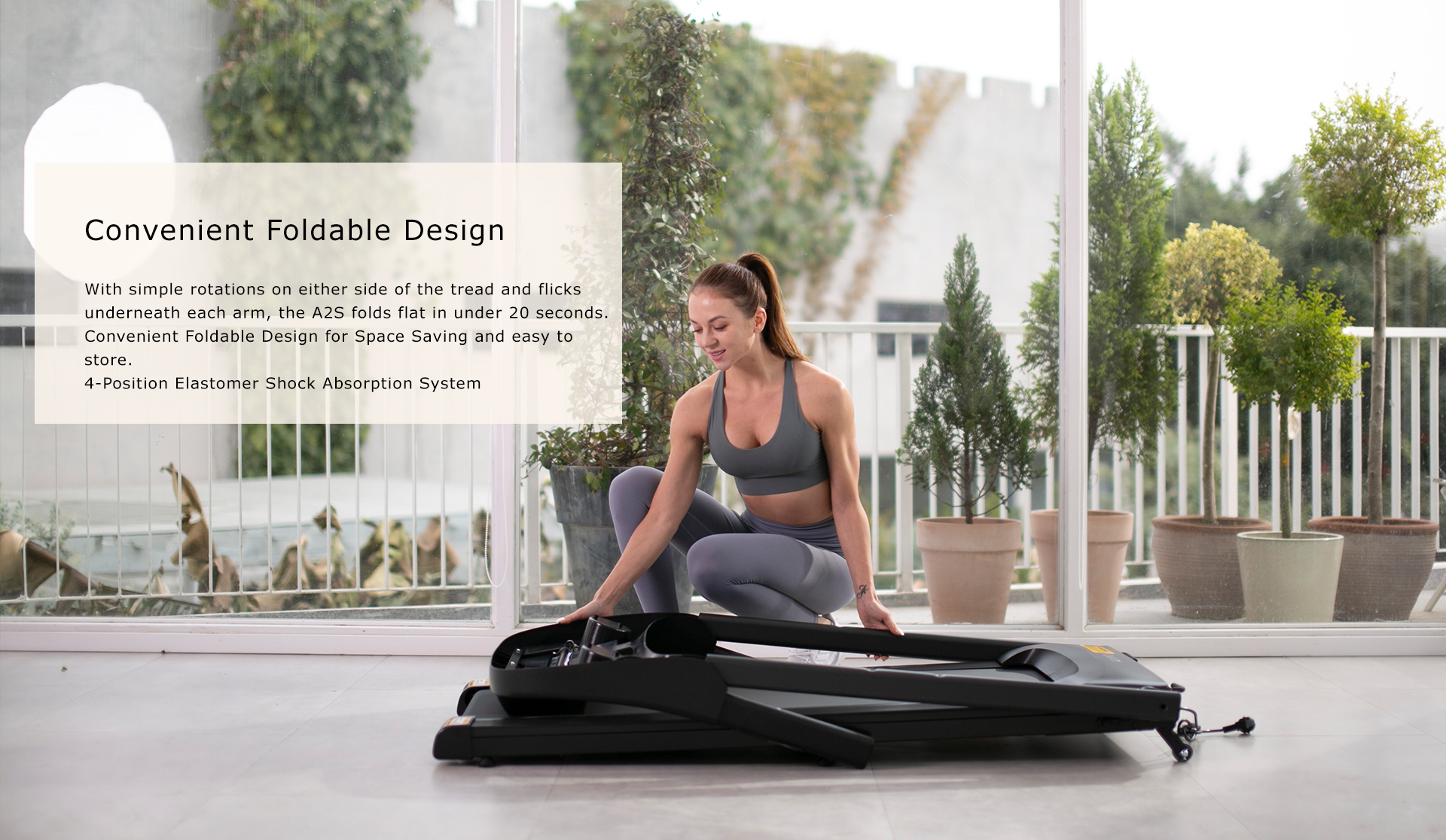 OVICX OS-TMILL-A2-S Manual Folding Treadmill with Bluetooth Connectivity New