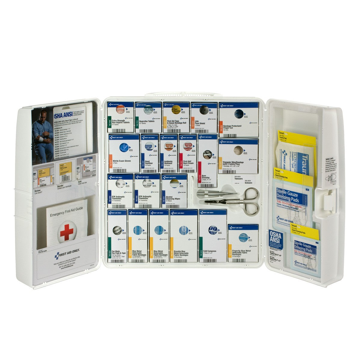 First Aid Only 50 Person Large Plastic Smart Compliance First Aid Food Service Cabinet with Medications and Custom Logo (Case of 10)
