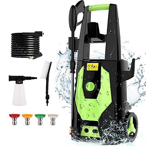 mrliance 3600PSI Electric Pressure Washer, 2.4GPM Electric Power Washer High Pressure Washer with Spray Gun, Brush, and 4 Quick-Connect Spray Tips (Green)